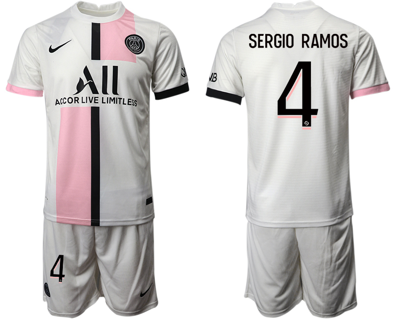 Men 2021-2022 Club Paris St German away white #4 Soccer Jersey